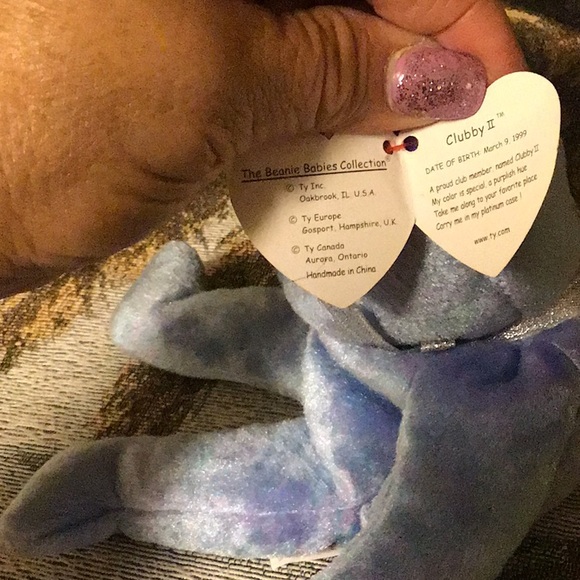 TY beanie baby Clubby II Iridescent blue 3/9/99 great shape - Picture 6 of 8